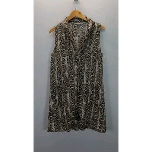 Vanessa Alexandra Made in Italy 100% Linen button front tank dress snake XL